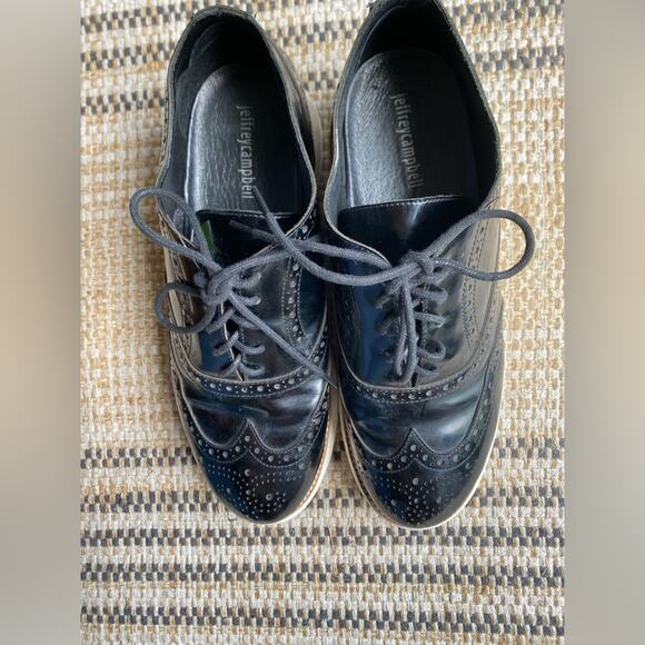 Jeffrey Campbell Lace-up Patent Leather Platform Oxford wing tip shoe‎  10 - Picture 2 of 7